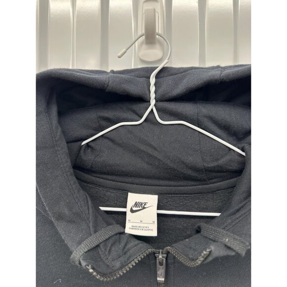 Nike Black Zip Hoodie, Classic Swoosh Sweatshirt, Size Medium - Picture 4 of 4